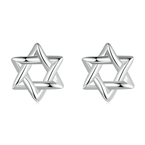 S925 Sterling Silver Oxidized Six-pointed Star Earrings, Model: SCE1809