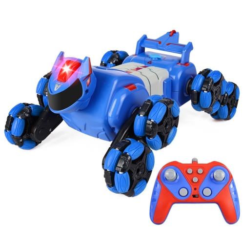 

2.4G Kids Remote Control Toy Car Stunt Robot Dog Gesture Sensor Lights Music Spray Climbing Car, Color: Blue Single RC