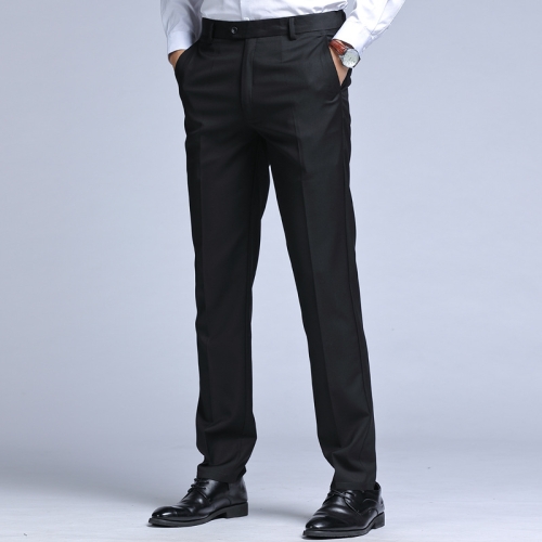 Men Dress Suit Pants Elastic Straight Formal Business Office Formal Casual Trousers, Size: 30(Black)