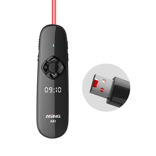 ASiNG A81 32GB Digital Laser Presentation Remote With Time Display, Color: Red Light