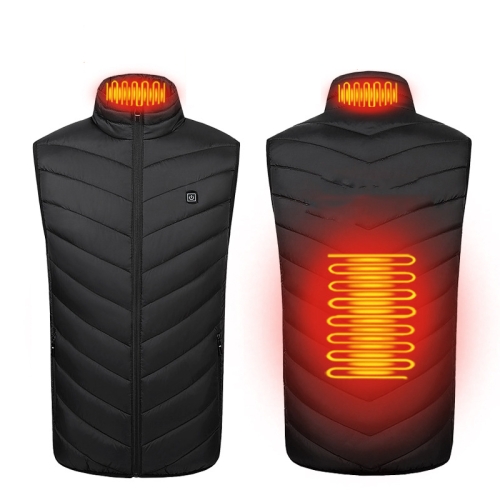 

2 Area Single Control USB Electric Heating Undershirt Intelligent Warm Vest, Size: M(Black)