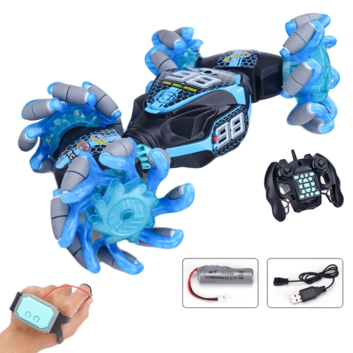 

2.4G Gesture Sensor Twist Stunt RC Car Drift 4WD Climbing Transformation Toy Car With Music Led Lights, Proportion: 1:14(Blue)