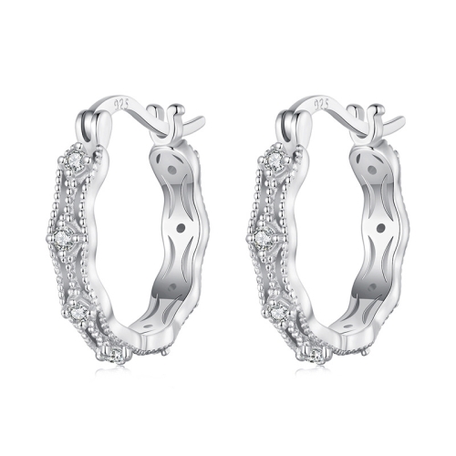 

S925 Sterling Silver Platinum-Plated Lace Earrings Elegant Zircon Earrings(BSE1101)