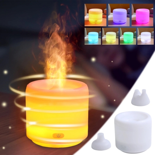 

300ml Colorful Flame Aromatherapy Machine USB Power Household Silent Humidifier Aroma Diffuser(White)