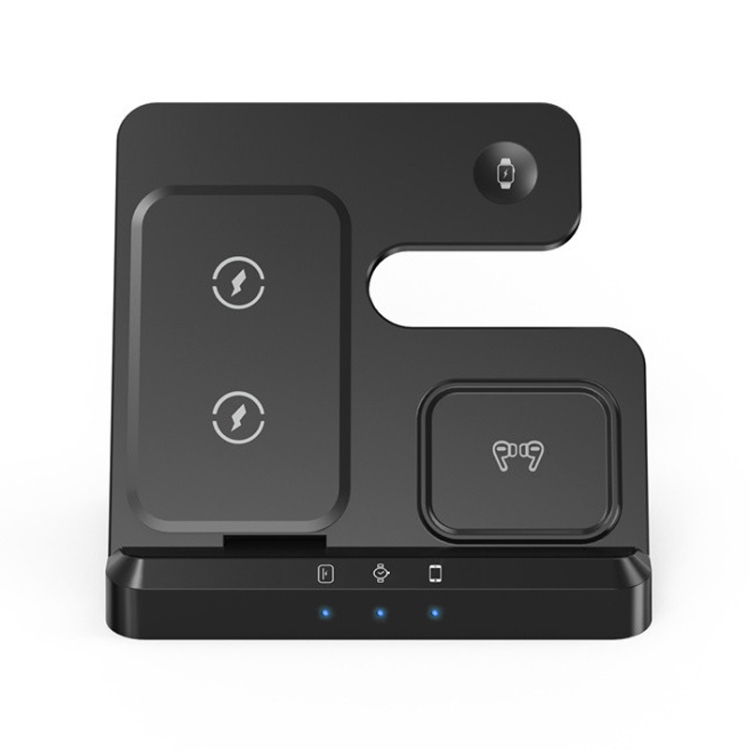 

S80-A 3-in-1 Portable Magnetic Foldable Wireless Charger Phone Watch Earphone Charger(Black)
