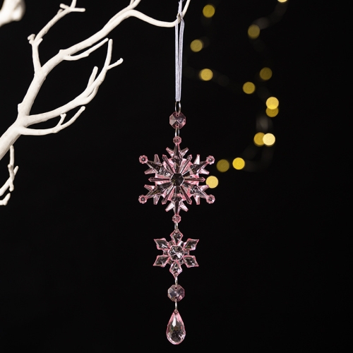 

Acrylic Double Layer Snowflake Ice Cream Hanging Christmas Decoration Supplies(Pink)