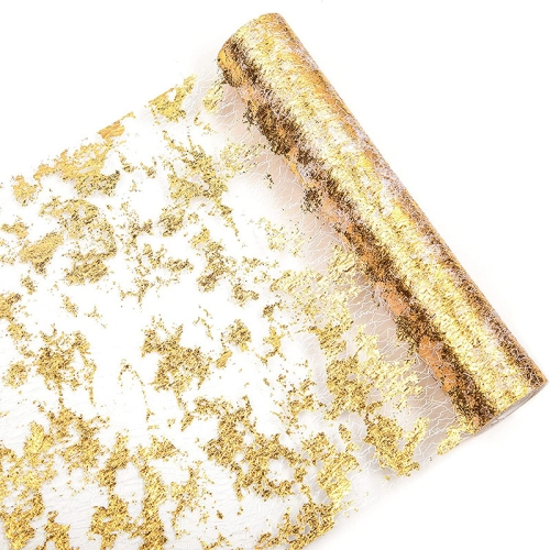 

Glitter Foil Thin Mesh Table Runner for Event Party, Wedding, Christmas 11 X 108 Inch(Gold)