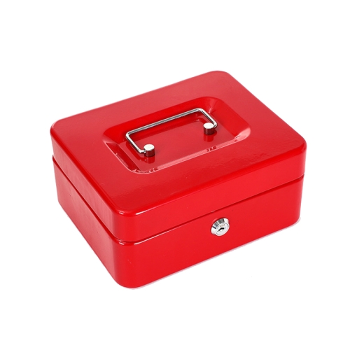 200x160x90mm Portable Fireproof Safe Box Home Storage Iron Box with Lock Key(Red)