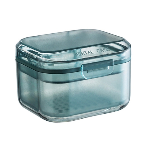 3-layer Denture Case Invisible Orthodontic Retainer Storage Box Drainage Layered Braces Cleaning Box(Blue)