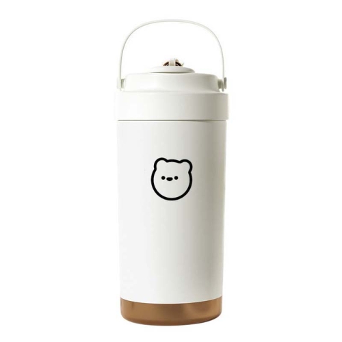 

500ml 316 Stainless Steel Insulated Mug Portable Carry-On Dual Drink Coffee Cup With Straw(White)