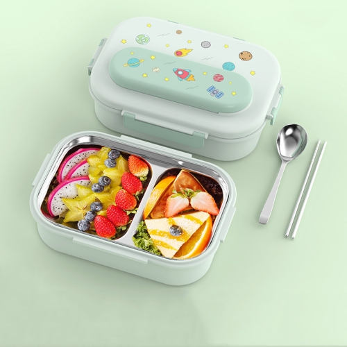 

316 Stainless Steel Insulated Lunch Box Children Portable Compartment Lunch Case, Style: Light Green 2 Grids