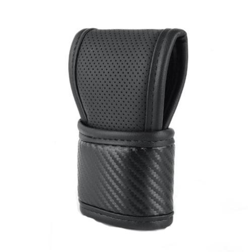 

Car Automatic Universal Perforated Breathable Cowhide Side Opening Shift Cover, Style: A-Black