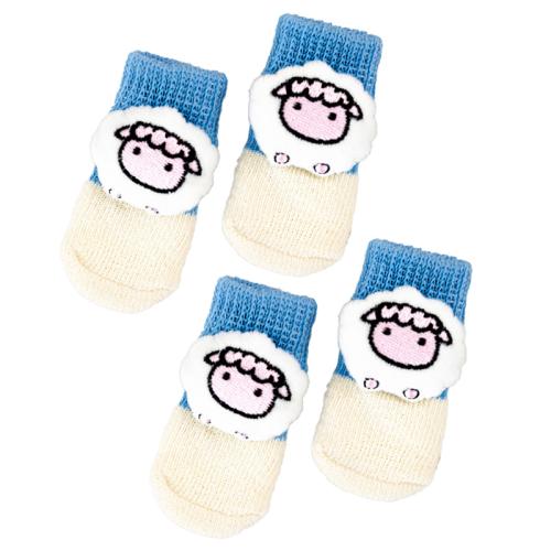 4pcs /Set Pet Dog Socks For Teddy Non-slip Anti-Scratch Anti-Dirty 3D Dolls Socks Dog Shoes, Size: S(Lamb)