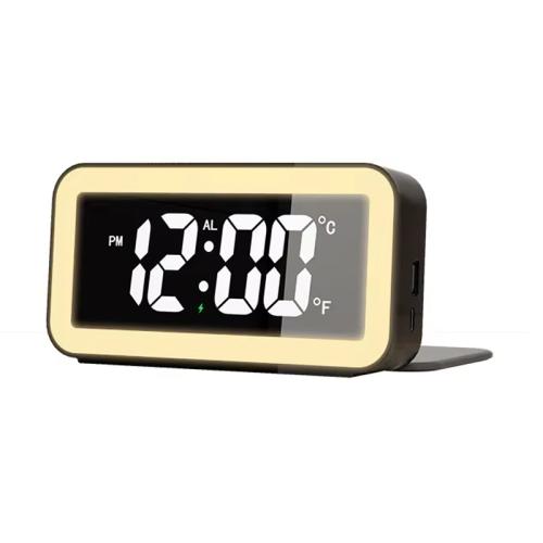 S281A LED Atmosphere Light Calendar / Temperature Display Clock With Wireless Charging Function(Black)