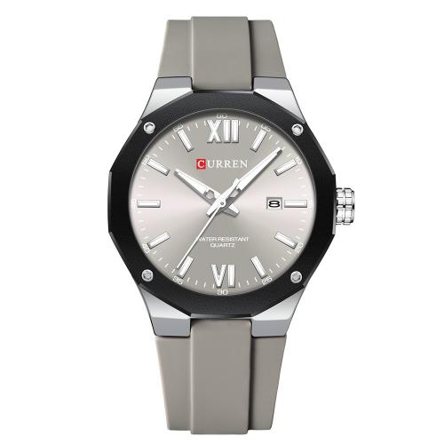 

Curren Calendar Silicone Strap Casual Men Watch(White Gray)