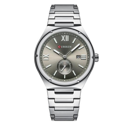 

Curren Calendar Steel Strap Casual Men Quartz Watch, Color: White Gray