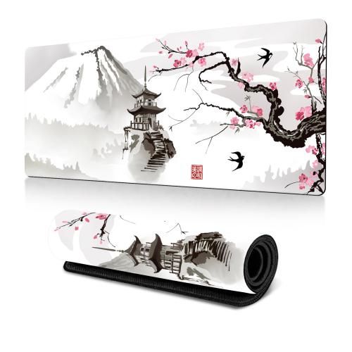 

300x600x2mm Ink Painting Cherry Blossom Rubber Non-Slip Mouse Pad Desk Mat(Pattern 1)