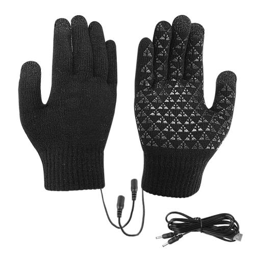 USB Heating Electric Warm Gloves Students Internet Writing Game Thickened Full Finger Knitted Heated Gloves, Size: Uniform(Black)