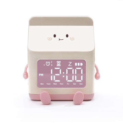 

Cartoon Fun Milk Box LED Digital Display Countdown Alarm Clock(Pink)