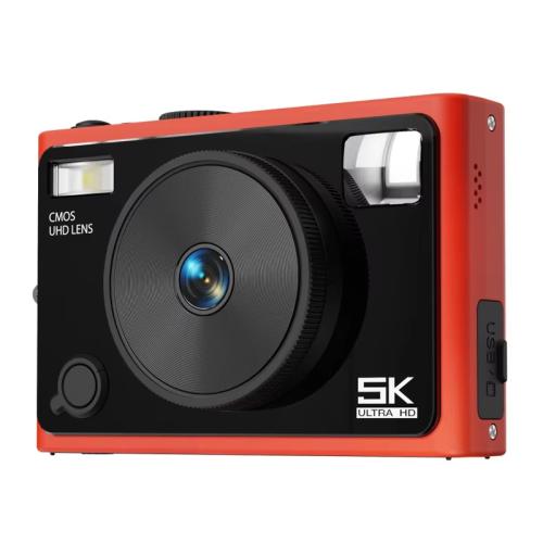 5K Digital Camera WiFi 72MP Dual Lens Auto Focus 18X Digital Zoom Student Color Filters CCD Beauty Camera(Red Black)