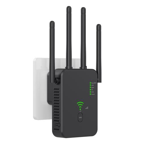 Urant U10 1200Mbps 2.4G & 5.8G Wireless Repeater WiFi Signal Amplifier With 4 Antenna US Plug Black