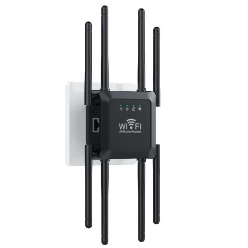 

U18 1200Mbps 2.4G & 5G Wireless Repeater WiFi Signal Amplifier With 8 Antenna US Plug Black