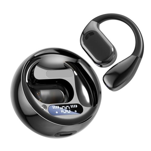 M76 Intelligent AI Translation On-Ear Digital Display Bluetooth Earphone(Black)