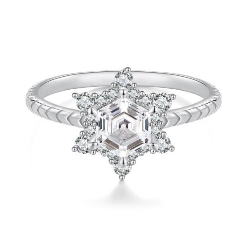 

S925 Sterling Silver Platinum Snowflake Ring, Size: No. 6