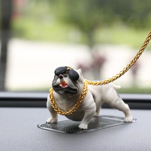 

Car Bully Dog Car Center Console Accessories Social Dog Decoration Supplies Car Interior Ornaments(White)