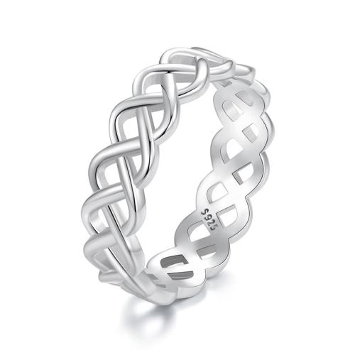 

S925 Sterling Silver Platinum-plated Braided Hollow Ring(No.6)