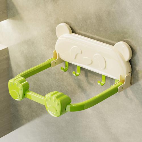 

Suction Cup Basin Rack Bathroom No-Punch Foldable Multifunction Hook Organizer Wall Shelf(Creamy Green)