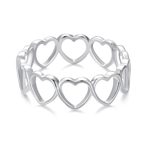 

S925 Sterling Silver Oxidized Heart-shaped Hollow Ring(No.6)