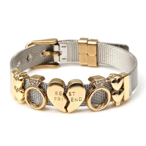 

Two-Color DIY Keeper Bracelet Vacuum Electroplated Stainless Steel Watch Strap 10mm Steel Mesh Bracelet(Gold)