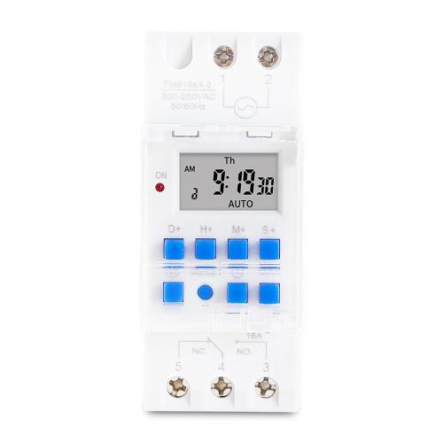 

SINOTIMER TM919sA-2 220VAC 16A 1 Second Interval Programmable Digital Timer Switch 7 Days Auto ON OFF Din Rail Mounted