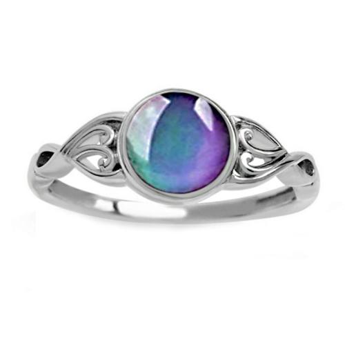 

Sweet Wind Sensitive Temperature Color Changing Stone Ring Wedding Ring, Size: 4(Silver)