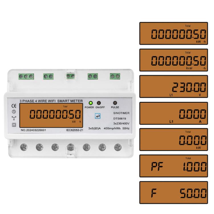 

SINOTIMER DTS6619-050 80A With Switch 3-phase Tuya WiFi Energy Meter AC 380V