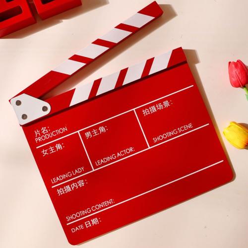 

Wooden Director Board Shooting Video Movie City Scene Record Board Photography Props, Style: Large Red