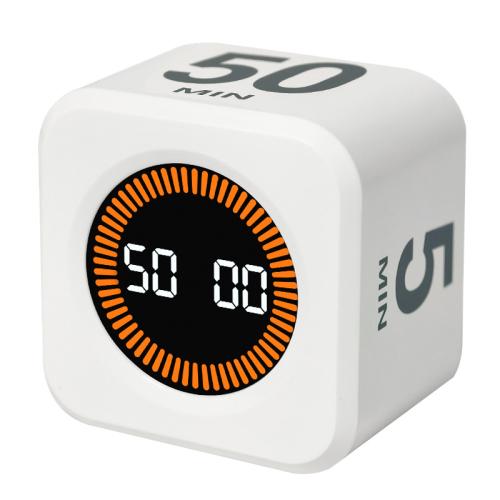 

Mini Visual Timer Gravity Sensing Cube Flip Learning Fitness Time Management Timer(White)