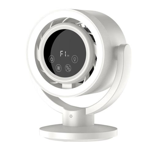 

F168 Intelligent Voice Desktop Circulation Fan Touch-Screen Shaking-Head High Rotation Speed Bladeless Night Light Fan(Beige)