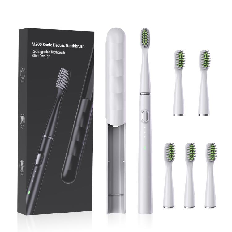 

M200 IPX7 Waterproof Smart Timing Portable Electric Toothbrush with 6-brush Heads(White)