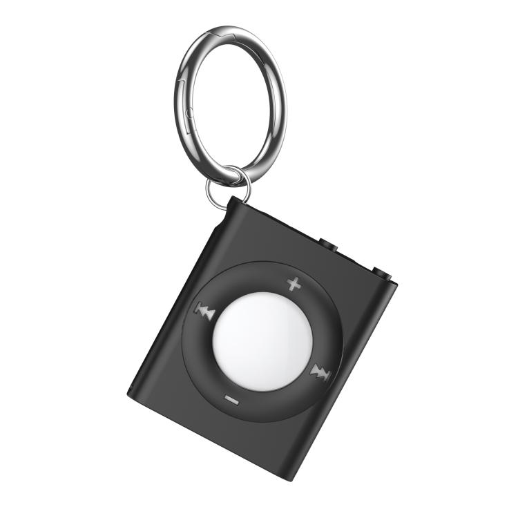

For AirTag Locator MP3 Style Protective Cover With Keychain(Black)
