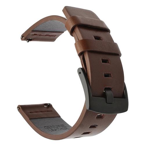 

For Huawei / Samsung Gear S3 / S2 Leather Watch Band Universal Quick Release Watch Band, Color: Brown Black Buckle(18mm)