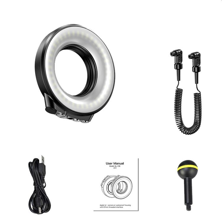 

SeaFrogs SL-108 40m Waterproof Depth Ring Light Underwater Photography Fill Light 5 Light Modes(Black)