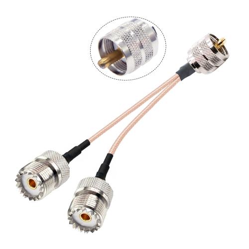 

15cm UHF Male To 2 Female 1 In 2 Adapter Cable Y Type PL-259 To SO239 RG316 Coaxial Cable