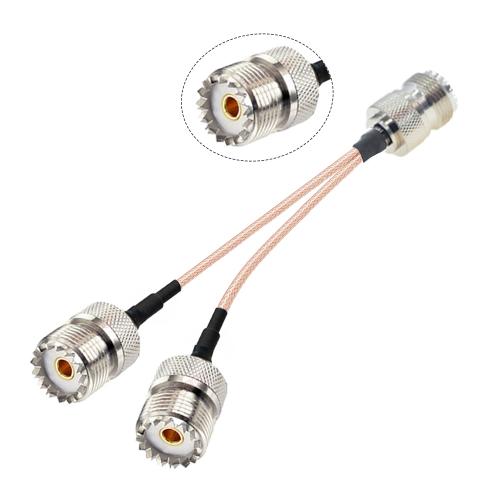 

15cm UHF Female To 2 Female 1 In 2 Adapter Y Type PL-259 To SO239 RG316 Coaxial Feedthroughs