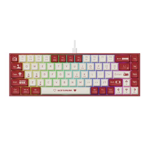 

Ajazz AK680 Gaming Mechanical Keyboard Wired 68-keys Hot-swappable Small Keyboard(Green Axis Red White)