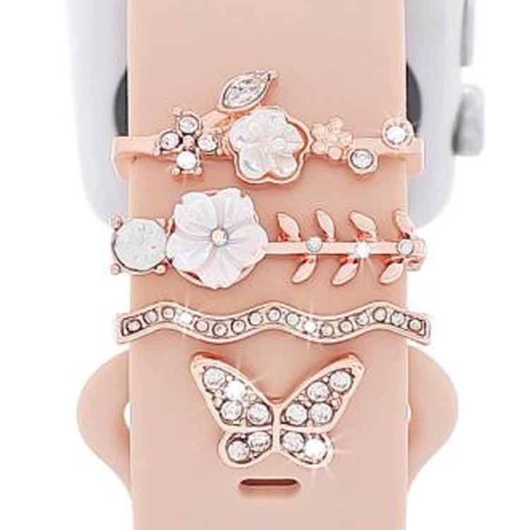

4pcs / Set Smart Watch Universal Silicone Band Decorative Ring Metal Accessories(Rose Gold)