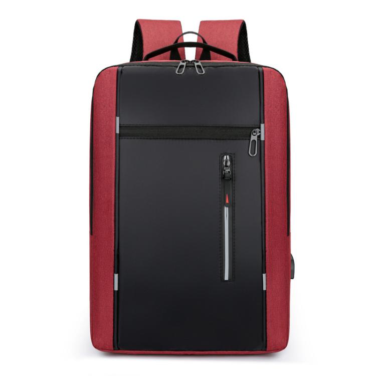 

Vanaheimr Men Shoulder Bag USB Charging Business Computer Backpack Multifunctional Student Large Capacity Schoolbag(Red)