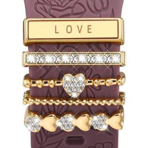 

21mm Width Smart Watch Band Decorative Ring Metal Accessories(LOVE Gold)