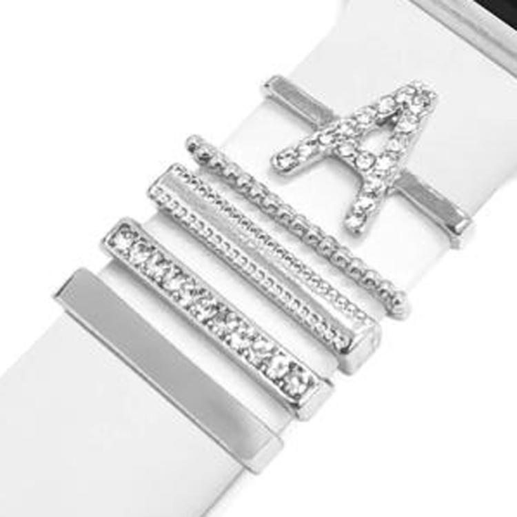

5pcs / Set Smart Watch Universal Band Letter Decorative Ring Metal Accessories, Style: A(银色)